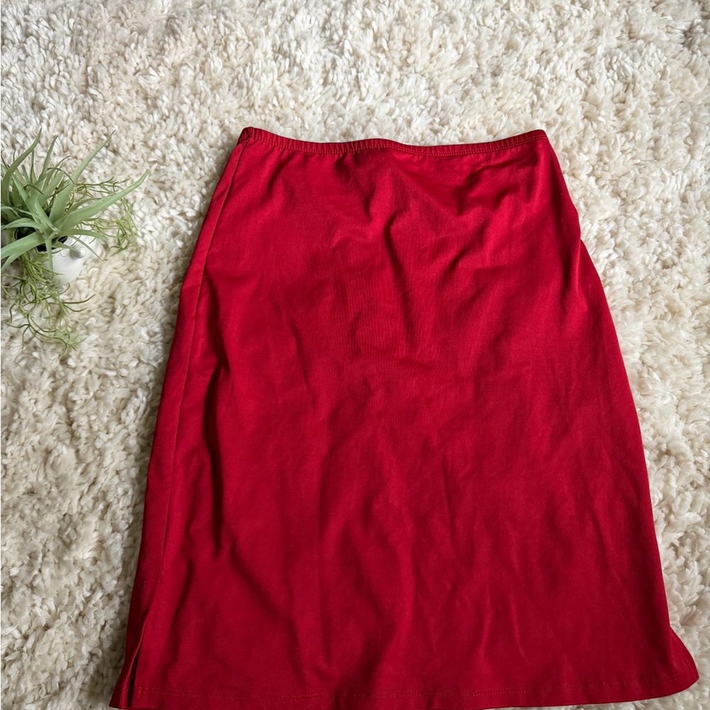S&G Apparel Inc. Vibrant Red Pencil business, casual, professional midi Skirt